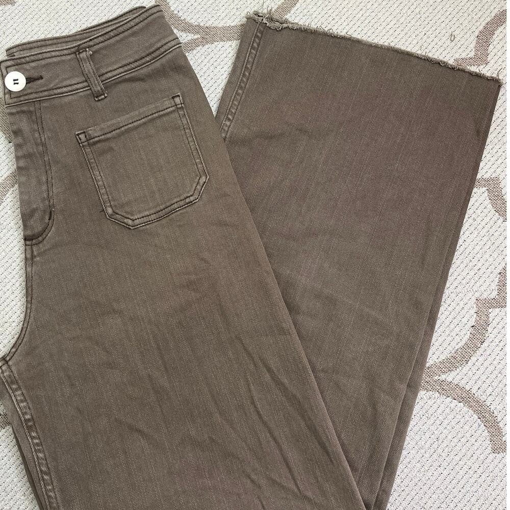 Miou Muse Straight Wide Leg Pants Front Pocket Jeans, size medium, Mmp1913